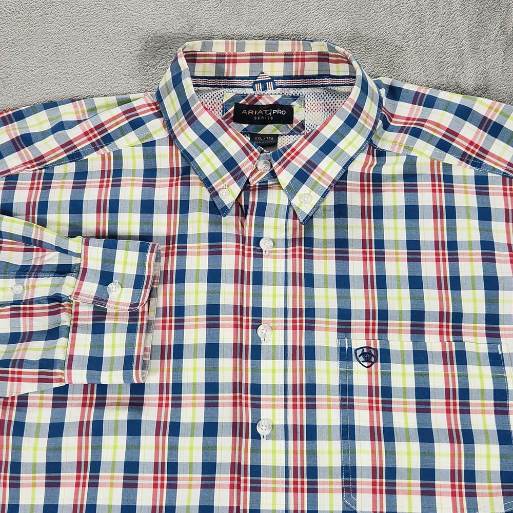 Ariat Shirt Mens 2XL Multicolor Plaid Pro Series Long Sleeve Button Down Western